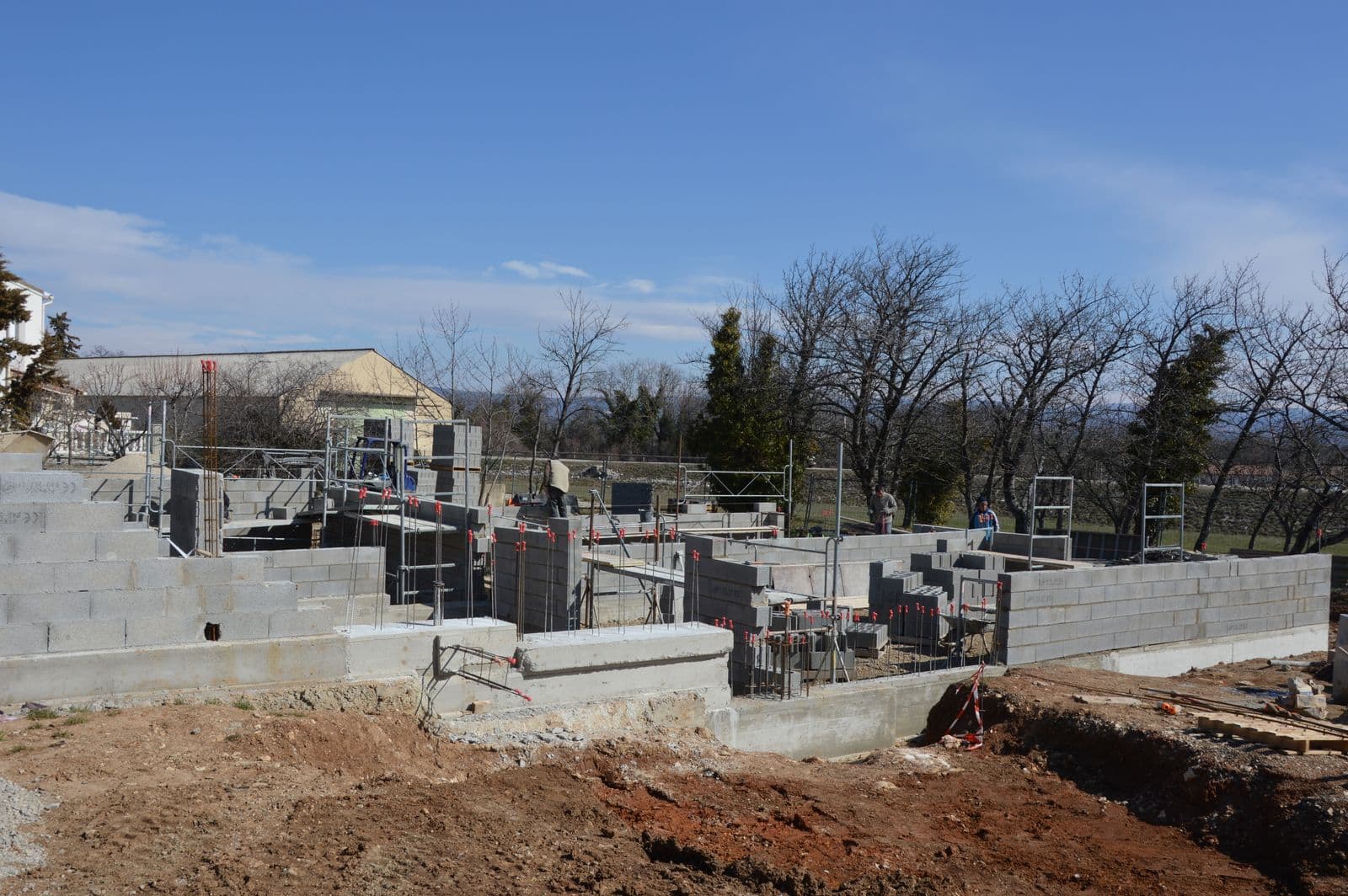 Concrete block walls going up on a building site
